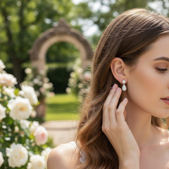 CZ COLLECTION - DAINTY CRYSTAL DROP EARRINGS -925 SILVER CZER894