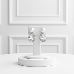 CZ COLLECTION - DAINTY CRYSTAL DROP EARRINGS -925 SILVER CZER894