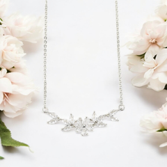 CUBIC ZIRCONIA COLLECTION - VINTAGE INSPIRED FLOWER NECKLACE - CZNK267