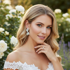 ATHENA COLLECTION - CHIC DROP EARRINGS -WHITE -CZER895