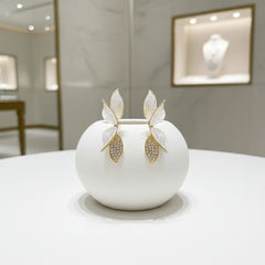 ATHENA COLLECTION - CHIC DROP EARRINGS -WHITE -CZER895