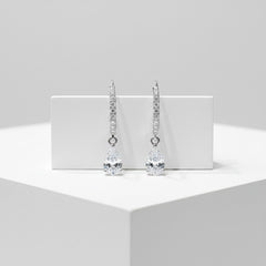 CUBIC ZIRCONIA COLLECTION -PEAR DROP EARRINGS - CZER896 SILVER