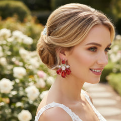 ATHENA COLLECTION - GLAM DIVA EARRINGS - CZER891 RED