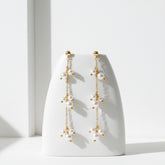 ATHENA COLLECTION - DAINTY PEARL EARRINGS - CZER897 GOLD