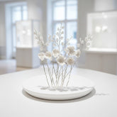 ATHENA COLLECTION - EXQUISITE BOUQUET HAIR PIN SET - (PIN 83) SILVER