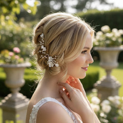 ATHENA COLLECTION - EXQUISITE BOUQUET HAIR PIN SET - (PIN 83) SILVER