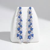 CUBIC ZIRCONIA COLLECTION - STATEMENT WATERFALL EARRINGS - SAPPHIRE CZER900