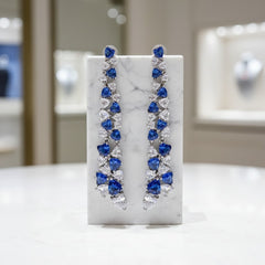 CUBIC ZIRCONIA COLLECTION - STATEMENT WATERFALL EARRINGS - SAPPHIRE CZER900
