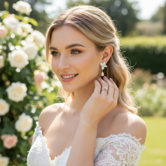 CUBIC ZIRCONIA COLLECTION - CRYSTAL ALLURE CLIP ON EARRINGS - CZER901 SILVER