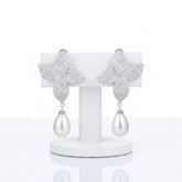 CUBIC ZIRCONIA COLLECTION - CRYSTAL ALLURE CLIP ON EARRINGS - CZER901 SILVER