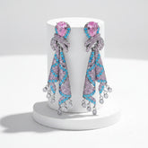 CUBIC ZIRCONIA COLLECTION - BRIDGERTON STYLE EARRINGS - PINK - CZER902