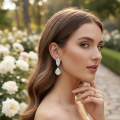 CUBIC ZIRCONIA COLLECTION - STARLET CHIC CLIP ON EARRINGS - CZER903 SILVER