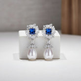 CUBIC ZIRCONIA COLLECTION - SPARKING BLUE EARRINGS - CZER905