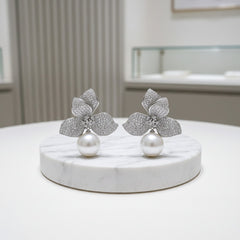 CUBIC ZIRCONA COLLECTION - VINTAGE HEIRLOOM EARRINGS - CZER906 SILVER