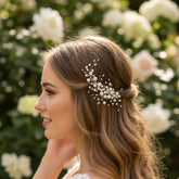 ATHENA COLLECTION - EXQUISITE PEARL HAIR CLIP - CLIP778 SILVER