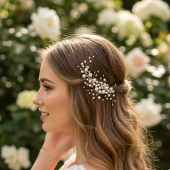 ATHENA COLLECTION - EXQUISITE PEARL HAIR CLIP - CLIP778 SILVER