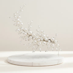 ATHENA COLLECTION - EXQUISITE PEARL HAIR CLIP - CLIP778 SILVER