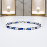 CUBIC ZIRCONIA COLLECTION - DAINTY DAZZLE BRACELET - BR178 BLUE