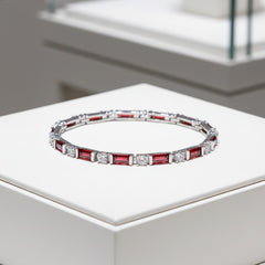 CUBIC ZIRCONIA COLLECTION - DAINTY DAZZLE BRACELET - BR178 RUBY RED