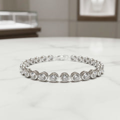 CUBIC ZIRCONIA COLLECTION - CRYSTAL SPARKLE BRACELET - BR172 SILVER