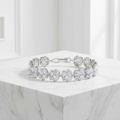 CUBIC ZIRCONIA COLLECTION - CRYSTAL SHIMMER BRACELET - CZBR173 SILVER