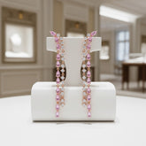 CUBIC ZIRCONIA COLLECTION - GLAM PINK WATERFALL EARRINGS CZER907