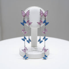 CUBIC ZIRCONIA COLLECTION - STATEMENT BUTTERFLY DROP EARRINGS - CZER909