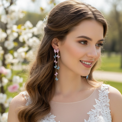CUBIC ZIRCONIA COLLECTION - STATEMENT BUTTERFLY DROP EARRINGS - CZER909