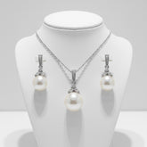 Cubic Zirconia Collection - Precious Pearl Necklace Set - (Ivory) NK4