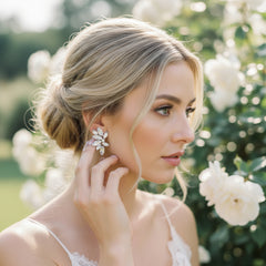 ATHENA COLLECTION - CRYSTAL ELEGANCE EARRINGS - SILVER CZER910