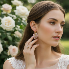 CUBIC ZIRCONIA COLLECTION - PINK SPARKLE EARRINGS -CZER911 PINK