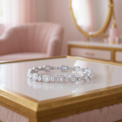 CUBIC ZIRCONIA COLLECTION - STATEMENT CRYSTAL BRACELET - BR174 SILVER