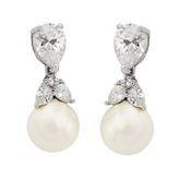 Cubic Zirconia Collection - Graceful Pearl Earrings - ER316