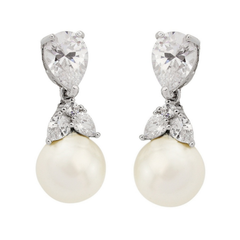 Cubic Zirconia Collection - Graceful Pearl Earrings - ER316