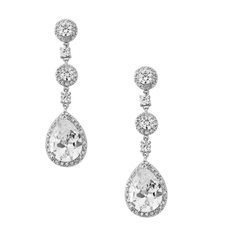 Cubic Zirconia Collection - Eternally Crystal Earrings - (Silver)- ER317