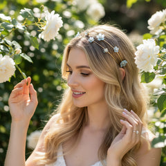 ATHENA COLLECTION - FLORAL BRIDESMAID HEADBAND - AHB223 AQUA