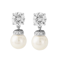 Cubic Zirconia - Forever Pearl Earrings - ER319