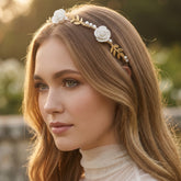 ATHENA COLLECTION - DAINTY DIVA ROSE HEADBAND - GOLD AHB225