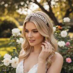 ATHENA COLLECTION - VINTAGE CHIC PEARL HEADBAND - AHB227 SILVER