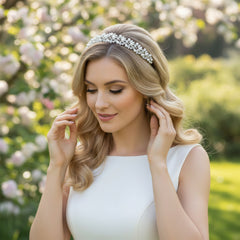 ATHENA COLLECTION - VINTAGE CHIC PEARL HEADBAND - AHB227 SILVER