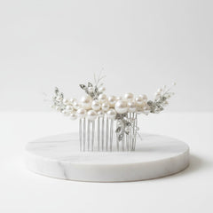 ATHENA COLLECTION - SIMPLY CHIC PEARL COMB - HC310 SILVER