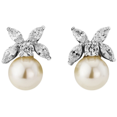 Cubic Zirconia Collection - Delicate Pearl Earrings - ER321