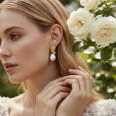 CUBIC ZIRCONIA COLLECTION - EXQUISITE BAROQUE PEARL EARRINGS - CZER917 PINK