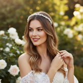 ATHENA COLLECTION - LUXE PEARL CLUSTER HEADBAND - AHB226 SILVER
