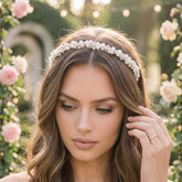 ATHENA COLLECTION - LUXE PEARL CLUSTER HEADBAND - AHB226 SILVER