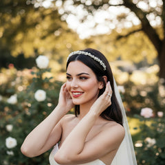 ATHENA COLLECTION - LUXE PEARL CLUSTER HEADBAND - AHB226 SILVER