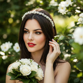ATHENA COLLECTION - LUXE PEARL CLUSTER HEADBAND - AHB226 SILVER