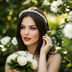 ATHENA COLLECTION - LUXE PEARL CLUSTER HEADBAND - AHB226 SILVER