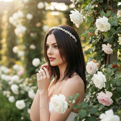 ATHENA COLLECTION - LUXE PEARL CLUSTER HEADBAND - AHB226 SILVER