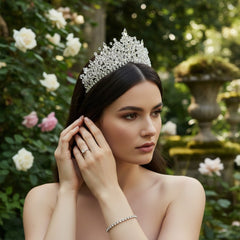 ATHENA COLLECTION - LUXE CRYSTAL TIARA - AHB229 SILVER